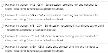 Asana task example for mulitple webcasts
